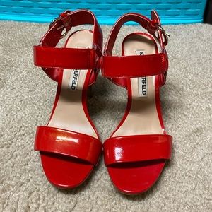Red patent leather Karl Lagerfeld sandals. Size 6.5 and very beautiful.